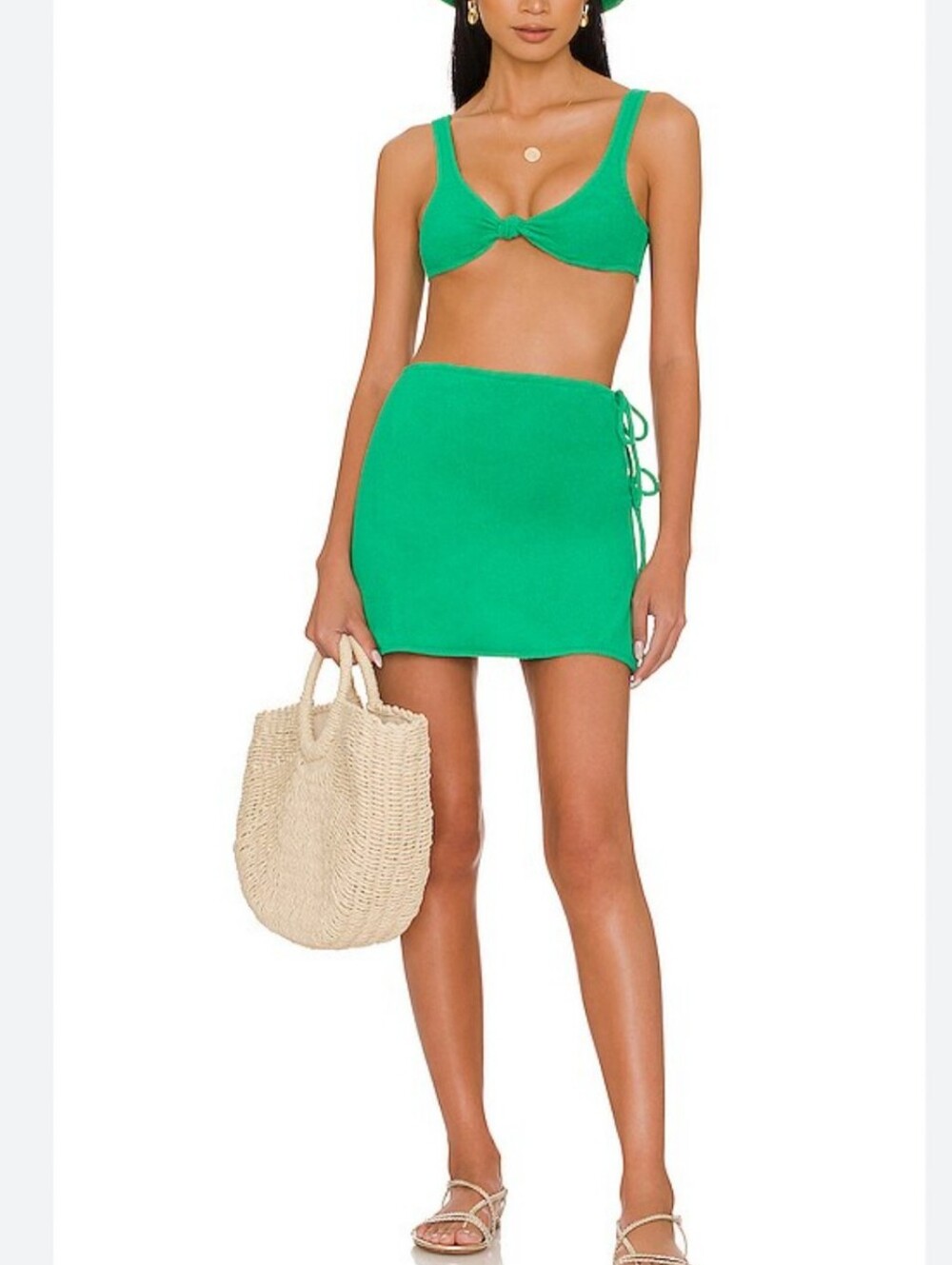 superdown Green Bikini Top & Mini Skirt with Side Tie size XS new with tags